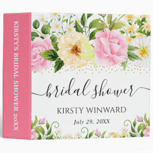Yellow and Pink Flowers Bridal Shower Photo Album Binder