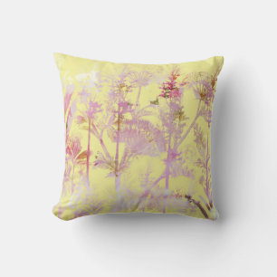 Yellow and Pink Flowers Throw Pillow
