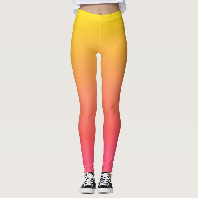 Yellow and Pink Gradient Leggings (Front)
