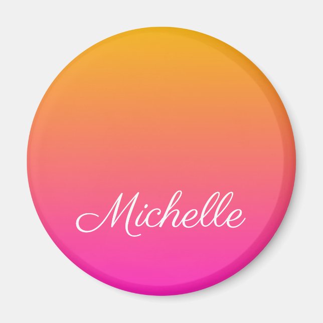 Yellow and pink gradient name magnet (Front)