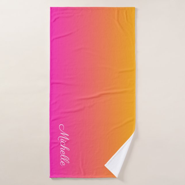 Yellow and pink gradient ombre bath towel (Bath Towel)