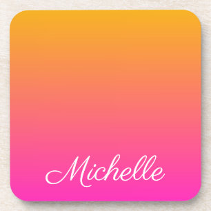 Yellow and pink gradient ombre coaster