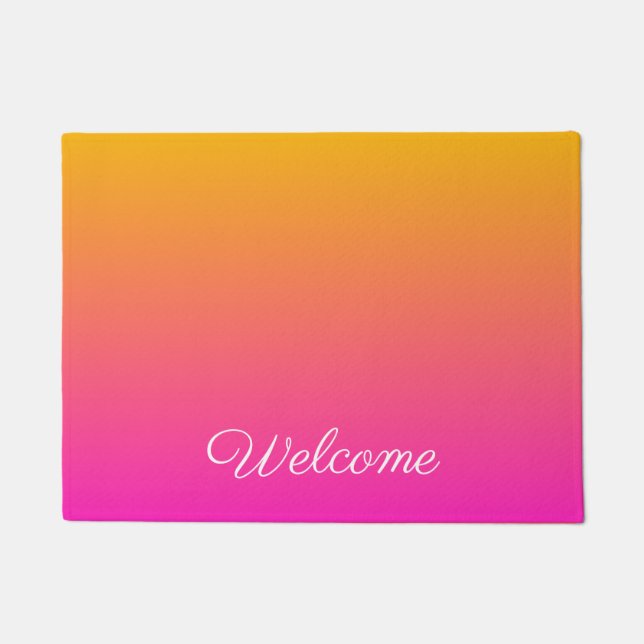 Yellow and pink gradient ombre doormat (Front)