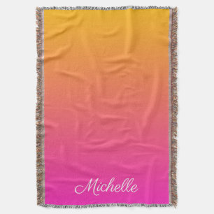 Yellow and pink gradient ombre throw blanket