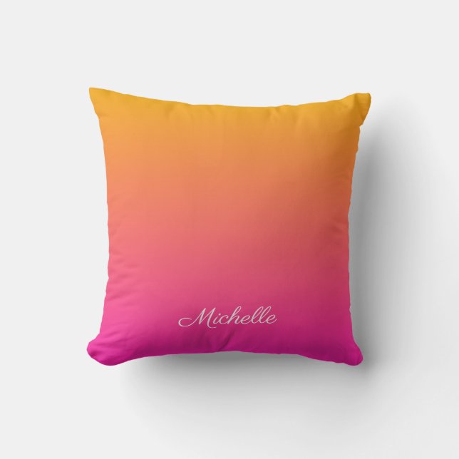 Yellow and pink gradient ombre throw pillow (Front)
