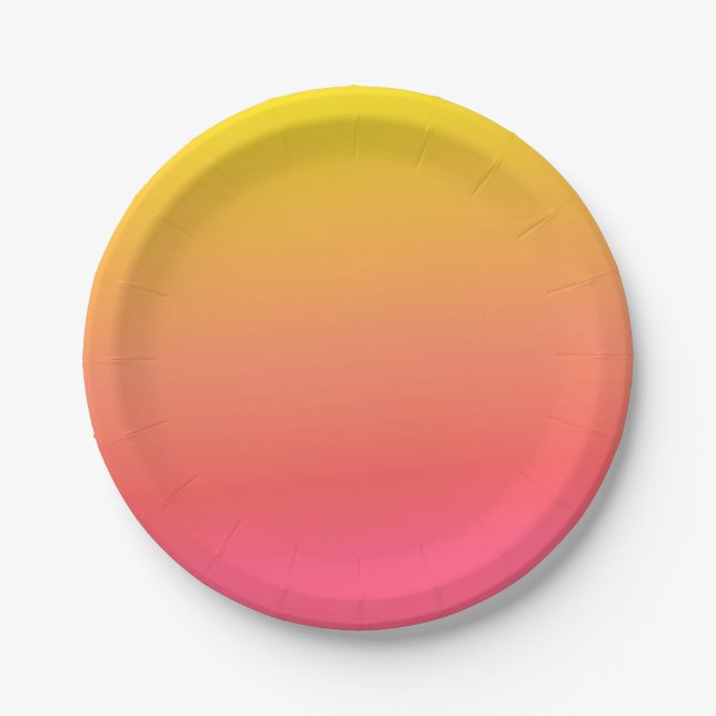 Yellow and Pink Gradient Paper Plate (Front)