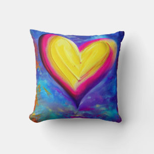 Yellow and Pink Heart Pillow