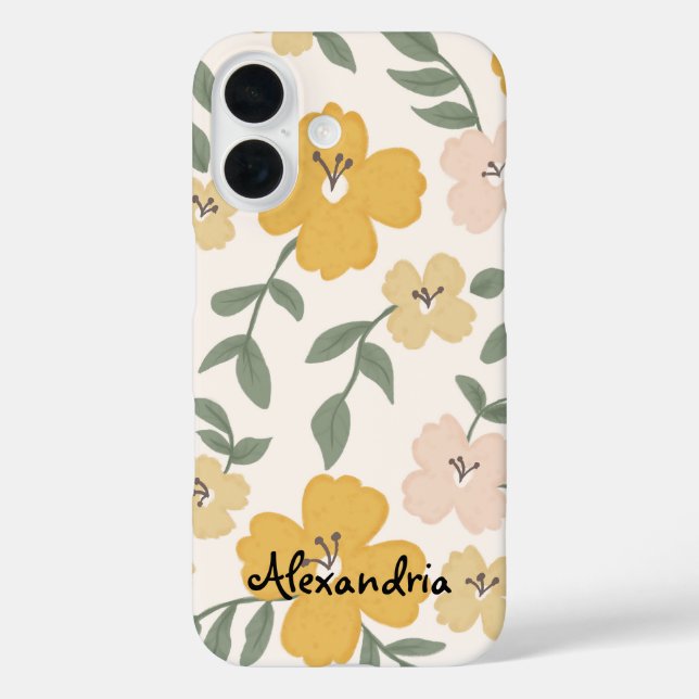 Yellow and Pink Hibiscus flower Botanical Case-Mate iPhone Case (Back)