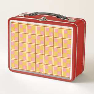 Yellow and pink metal lunch box