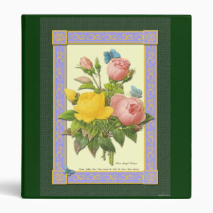 Yellow and Pink Roses Botanical Art Binder