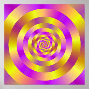Yellow and Pink Spiral Rings Poster