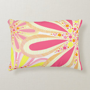 Yellow and Pink Spring Flowers Accent Pillow