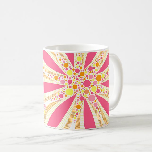 Yellow and Pink Spring Flowers Coffee Mug (Front Right)