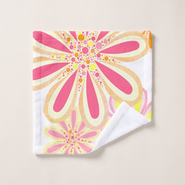 Yellow and Pink Spring Flowers Wash Cloth (Wash Cloth)