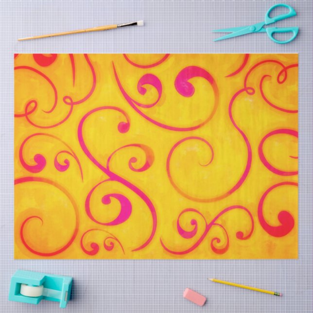 Yellow and Pink Swirls  Tissue Paper (Craft)