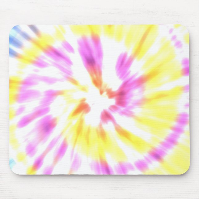 Yellow and Pink Tie Dye Mouse Pad (Front)