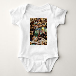 Yellow and Plum Trout Lily and Snail Shell Baby Bodysuit