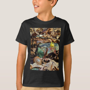 Yellow and Plum Trout Lily and Snail Shell T-Shirt