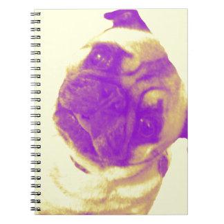 Yellow and purple artist-inspired pug print notebook