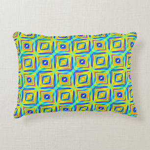 Yellow and Purple Blue Pattern Accent Pillow
