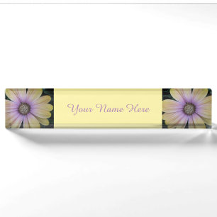 Yellow and Purple Daisy Flower Nameplate