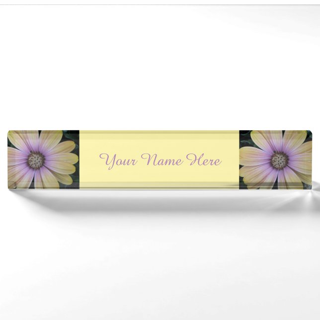 Yellow and Purple Daisy Flower Nameplate (Front)