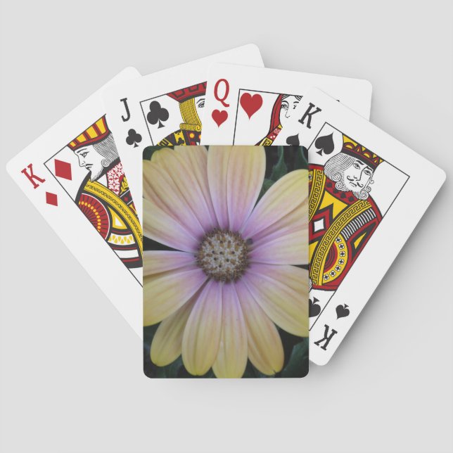 Yellow and Purple Daisy Flower Playing Cards (Back)