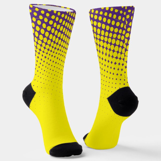 Yellow And Purple Gradient Pattern Socks (Angled)