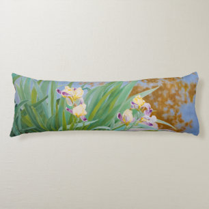 Yellow and Purple Irises with Golden Light Body Pillow