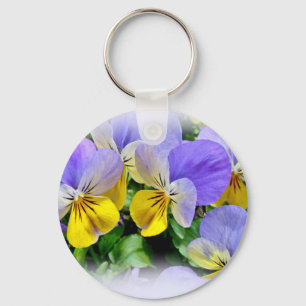 Yellow and Purple Pansies Keychain