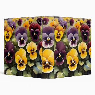 Yellow and purple pansies watercolor painting binder