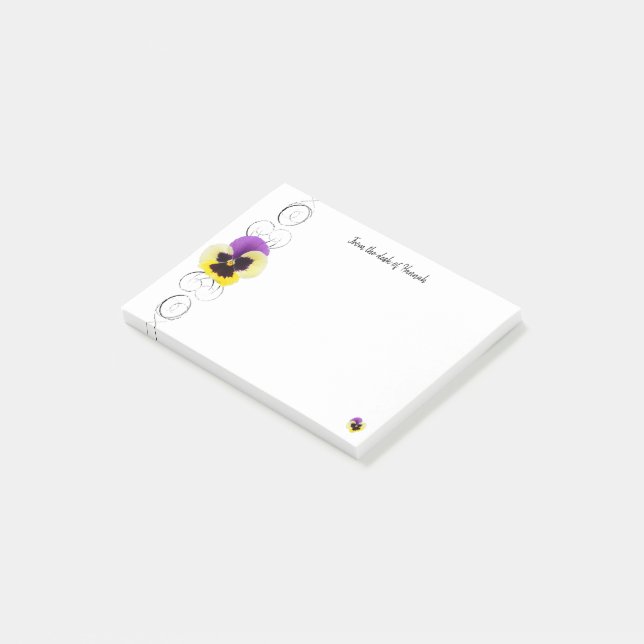 Yellow and Purple Pansy Personalized Notes (Angled)