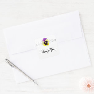 Yellow and Purple Pansy Thank You Sticker