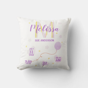 Yellow and Purple Tones Newborn Design Throw Pillow
