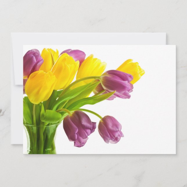 Yellow and Purple Tulips Background Customized Invitation (Front)