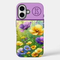 Yellow and Purple Wildflowers Monogrammed