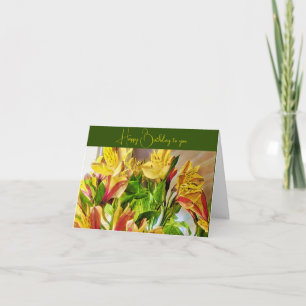 Yellow and Red Alstroemeria Flowers Card