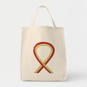 Yellow and Red Awareness Ribbon Custom Tote Bag