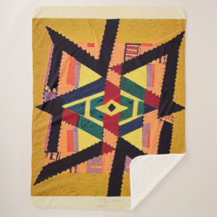 Yellow and Red Aztec Quilt Sherpa Blanket
