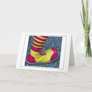 Yellow and red clown shoe greeting card