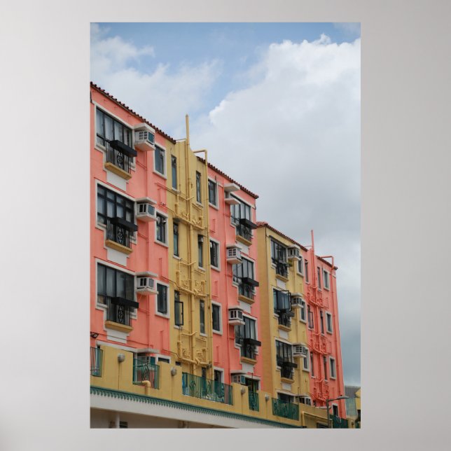 YELLOW AND RED CONCRETE BUILDING UNDER WHITE CLOUD POSTER (Front)