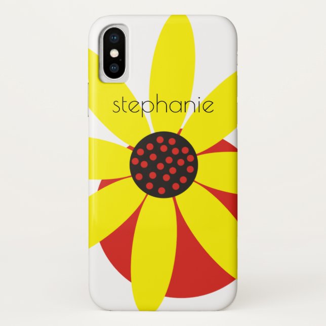 Yellow and red daisy flower and name floral Case-Mate iPhone case (Back)