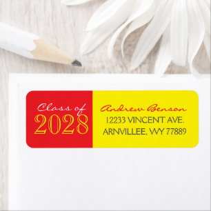 Yellow and Red Graduation Return Address Labels