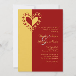 Yellow and Red Heart Wedding Invitation