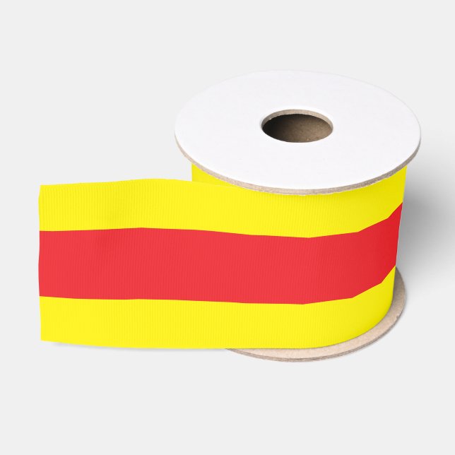 Yellow and Red Horizontal Stripes Grosgrain Ribbon (Spool)