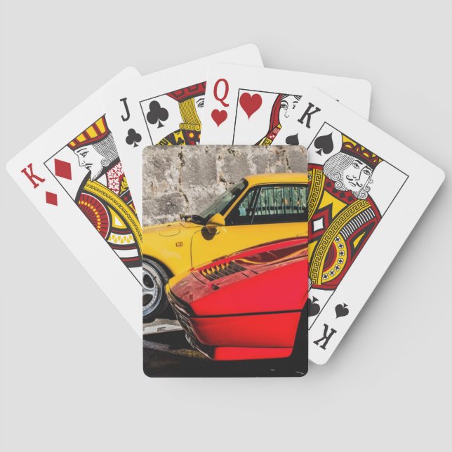 Yellow and Red luxury cars Playing Cards (Back)