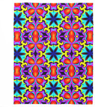 Yellow and Red Patterned Fleece Blanket