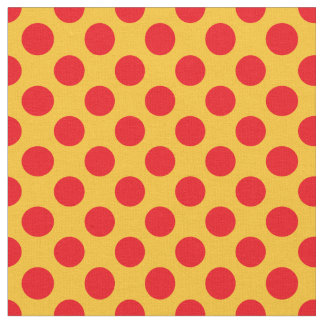 Yellow and Red Polka Dot Fabric
