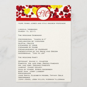 Yellow and Red Roses Wedding Program