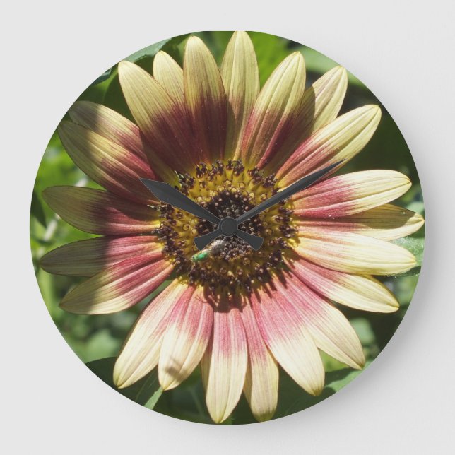 Yellow and Red Sunflower Wall Clock (Front)
